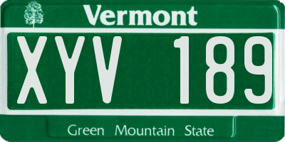 VT license plate XYV189
