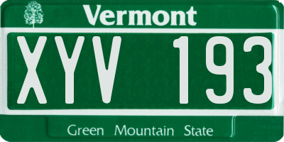 VT license plate XYV193