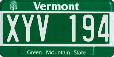 VT license plate XYV194