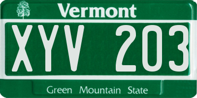 VT license plate XYV203