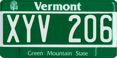VT license plate XYV206