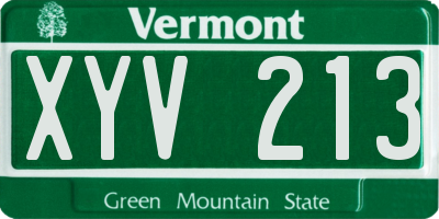 VT license plate XYV213