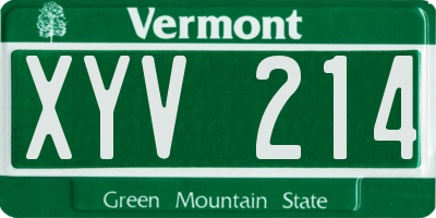 VT license plate XYV214