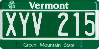 VT license plate XYV215