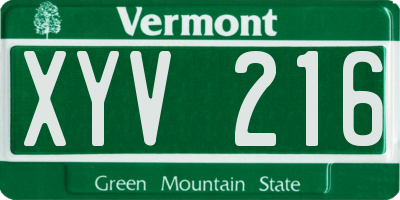 VT license plate XYV216