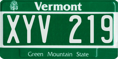 VT license plate XYV219