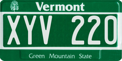VT license plate XYV220