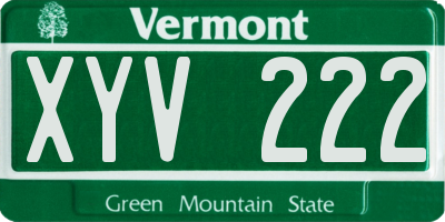 VT license plate XYV222