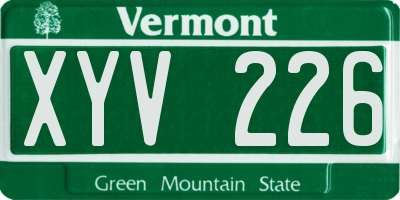 VT license plate XYV226