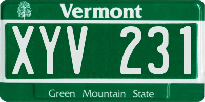 VT license plate XYV231