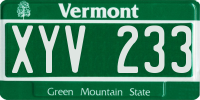 VT license plate XYV233