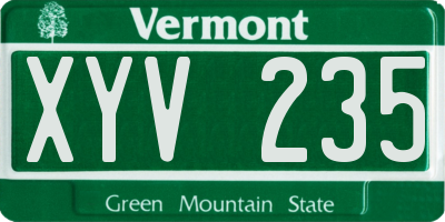 VT license plate XYV235