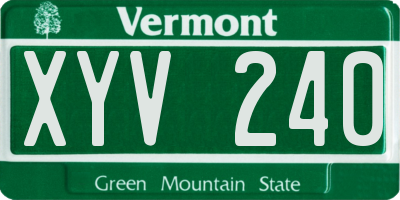 VT license plate XYV240