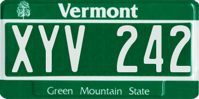 VT license plate XYV242
