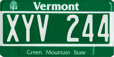 VT license plate XYV244