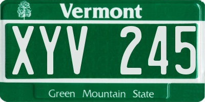 VT license plate XYV245