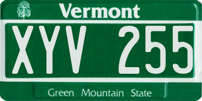 VT license plate XYV255