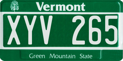 VT license plate XYV265