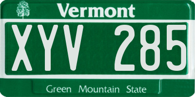 VT license plate XYV285