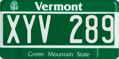 VT license plate XYV289