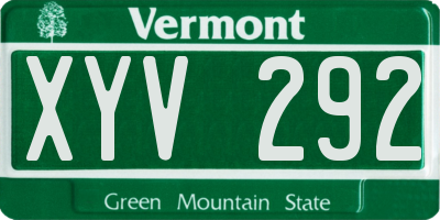 VT license plate XYV292