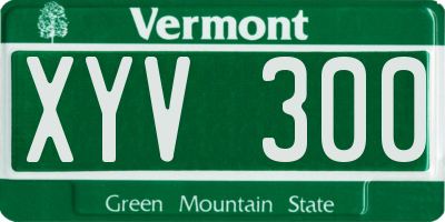 VT license plate XYV300