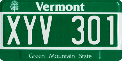 VT license plate XYV301