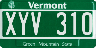 VT license plate XYV310