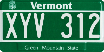 VT license plate XYV312