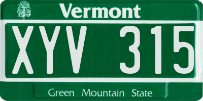VT license plate XYV315