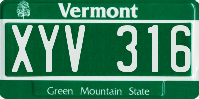 VT license plate XYV316