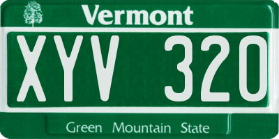 VT license plate XYV320
