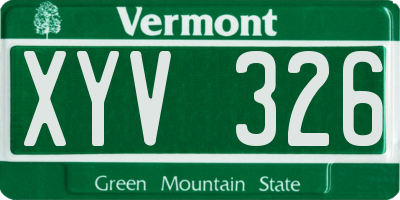VT license plate XYV326