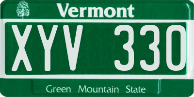VT license plate XYV330