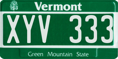 VT license plate XYV333