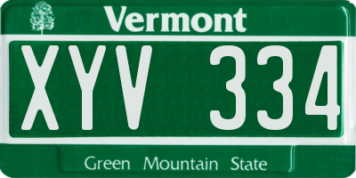 VT license plate XYV334