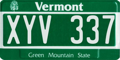 VT license plate XYV337