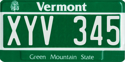 VT license plate XYV345