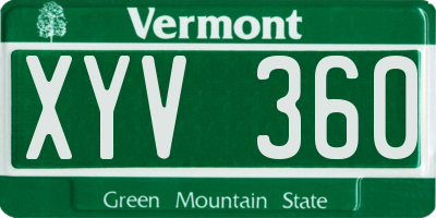 VT license plate XYV360
