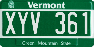 VT license plate XYV361