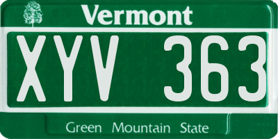 VT license plate XYV363