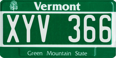 VT license plate XYV366