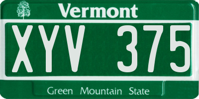 VT license plate XYV375