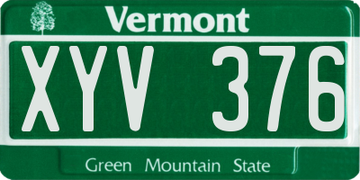 VT license plate XYV376
