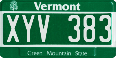 VT license plate XYV383