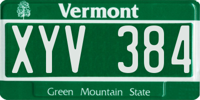 VT license plate XYV384