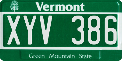 VT license plate XYV386