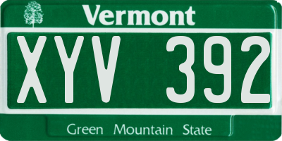 VT license plate XYV392