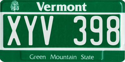 VT license plate XYV398