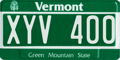 VT license plate XYV400